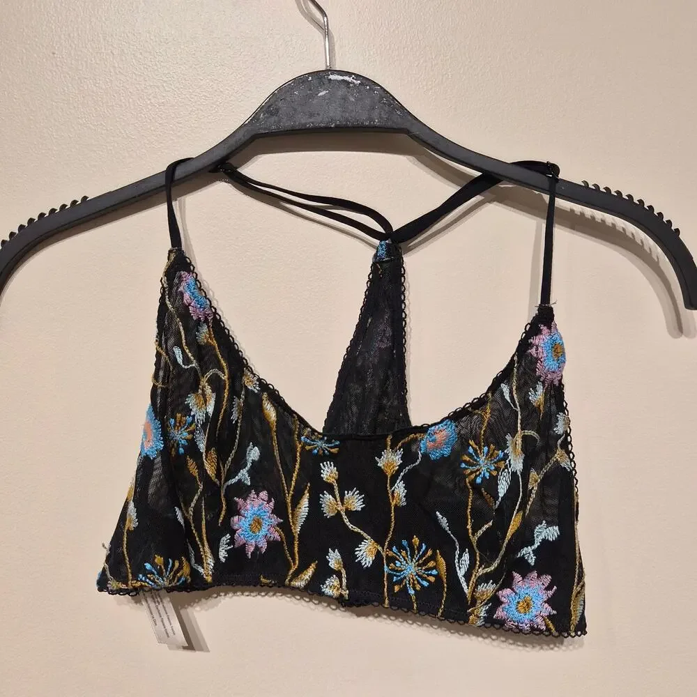 Intimately Free People So Into You Mesh Racerback Bralette Black Medium